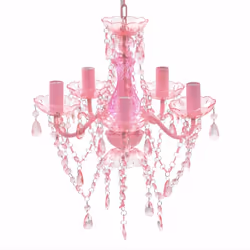 vidaXL Crystal Light 5 Bulbs Pink Home Chandelier Ceiling Lighting Fixture