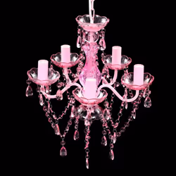 vidaXL Crystal Light 5 Bulbs Pink Home Chandelier Ceiling Lighting Fixture