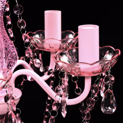 vidaXL Crystal Light 5 Bulbs Pink Home Chandelier Ceiling Lighting Fixture - Additional view 6