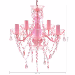 vidaXL Crystal Light 5 Bulbs Pink Home Chandelier Ceiling Lighting Fixture - Additional view 8