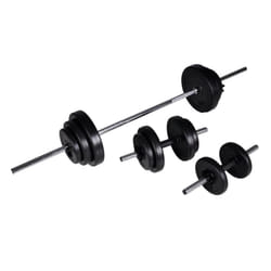 vidaXL Barbell+2 Dumbbell Set 30.5kg Workout Home Gym Fitness Weightlifting