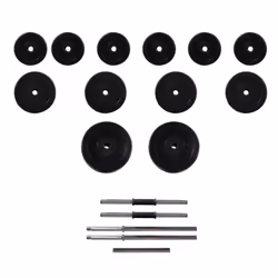 vidaXL Barbell+2 Dumbbell Set 30.5kg Workout Home Gym Fitness Weightlifting
