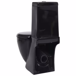 vidaXL Ceramic Toilet Back Water Flow Black Soft Close Seat Bathroom Fixture - Additional view 11