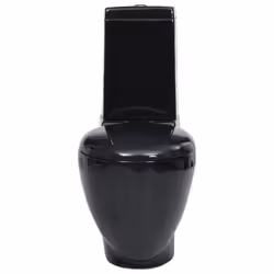 vidaXL Ceramic Toilet Back Water Flow Black Soft Close Seat Bathroom Fixture