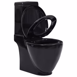 vidaXL Ceramic Toilet Back Water Flow Black Soft Close Seat Bathroom Fixture - Additional view 4