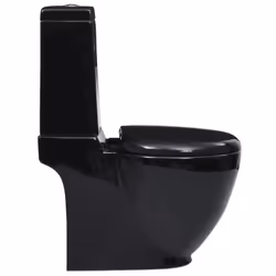 vidaXL Ceramic Toilet Back Water Flow Black Soft Close Seat Bathroom Fixture - Additional view 5