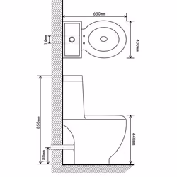 vidaXL Ceramic Toilet Back Water Flow Black Soft Close Seat Bathroom Fixture - Additional view 7