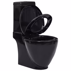 vidaXL Ceramic Toilet Back Water Flow Black Soft Close Seat Bathroom Fixture - Additional view 9