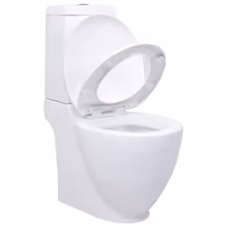 vidaXL Ceramic Toilet Back Water Flow White Home Bathroom WC Plumbing Fixture