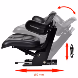 vidaXL Tractor Seat with Suspension Black Forklift Comfortable Backrest Chair - Additional view 7