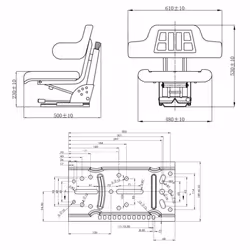 vidaXL Tractor Seat with Suspension Black Forklift Comfortable Backrest Chair - Additional view 8