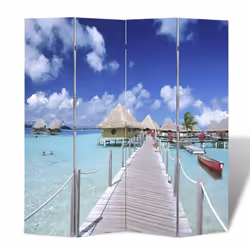 vidaXL Folding Room Divider 160x170cm Beach Privacy Screen Partiton Paravent