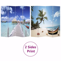 vidaXL Folding Room Divider 160x170cm Beach Privacy Screen Partiton Paravent - Additional view 4