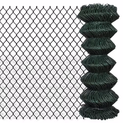 vidaXL Chain Link Fence Steel Green Garden Edging Fencing Barrier Panel Border