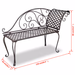 vidaXL Garden Chaise Lounge 128cm Steel Antique Brown Outdoor Bench Seat Chair