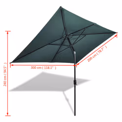 vidaXL Garden Parasol Sunshade Outdoor Umbrella Patio Canopy Green Rectangular - Additional view 5