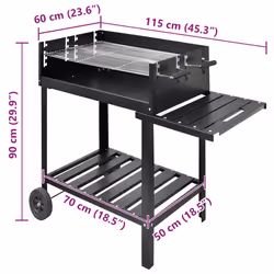 vidaXL BBQ Stand Charcoal Barbecue 2 Wheels Outdoor Pedestal Grill Smoker - Additional view 4