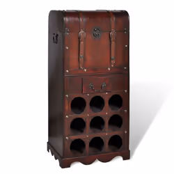 vidaXL Wooden Wine Rack for 9 Bottles with Storage Drink Bar Cabinet Holder