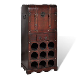 vidaXL Wooden Wine Rack for 9 Bottles with Storage Drink Bar Cabinet Holder