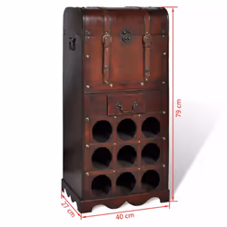vidaXL Wooden Wine Rack for 9 Bottles with Storage Drink Bar Cabinet Holder