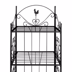 vidaXL Plant Rack Square Black Outdoor Garden Flower Pot Display Shelf Rack