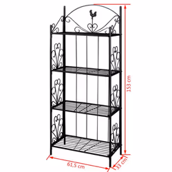 vidaXL Plant Rack Square Black Outdoor Garden Flower Pot Display Shelf Rack