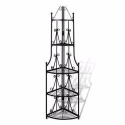 Plant Rack Flower Shelf Garden Pot Storage Shelving Black Corner Shop Display