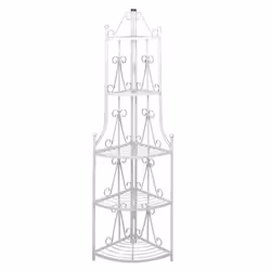 Plant Rack Flower Shelf Garden Pot Storage Shelving White Corner Shop Display