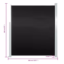 vidaXL Patio Terrace Side awning 160x300cm Black Balcony Sun Shade Screen - Additional view 3