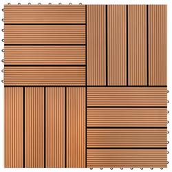 vidaXL 11x WPC Tiles 30x30cm 1mÂ² Brown Water Resistant Floor Decking Boards