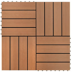 vidaXL 11x WPC Tiles 30x30cm 1mÂ² Brown Water Resistant Floor Decking Boards
