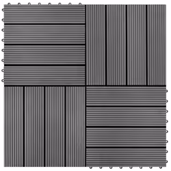 vidaXL 11x WPC Tiles 1mÂ² Grey Water Resistant Floor Decking Boards Sheets