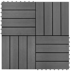 vidaXL 11x WPC Tiles 1mÂ² Grey Water Resistant Floor Decking Boards Sheets
