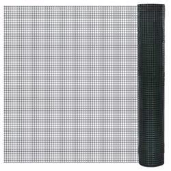 vidaXL Chicken Wire Fence Steel with PVC Coating Wire Mesh Roll Wire Fencing - green, 25 x 1 m 16 x 16 mm