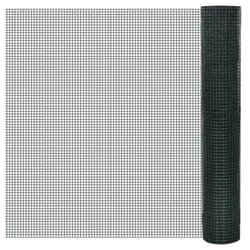 vidaXL Chicken Wire Fence Steel with PVC Coating Wire Mesh Roll Wire Fencing - green, 25 x 1 m 16 x 16 mm