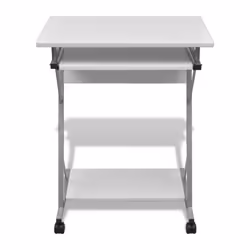 vidaXL Compact Computer Desk with Pull-out Keyboard Tray White Office Stand