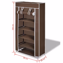 Shoe Storage Rack Wardrobe 5 Tier Shelf Organiser Cabinet Portable Holder Brown - Additional view 6