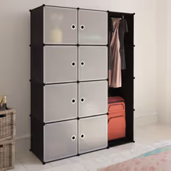 VidaXL 240497 bedroom wardrobe/closet 9 shelves Black, White