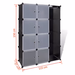 VidaXL 240497 bedroom wardrobe/closet 9 shelves Black, White - Additional view 7