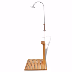 vidaXL Wooden Garden Shower Outdoor Swimming Pool Water Spray Rotatable Nozzle
