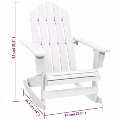 vidaXL Garden Rocking Chair Wood White Outdoor Patio Sun Lounger Armchair Seat - Additional view 5