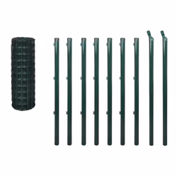 vidaXL Euro Fence Garden Barrier with Post Fence Panel 10x0.8 m Steel Green - Additional view 2