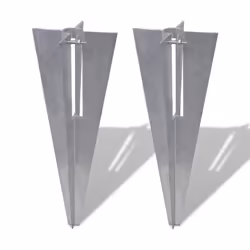 vidaXL 2x Pole Spike Straight Silver Steel Post Supporter Fence Accessory