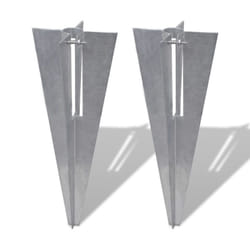 vidaXL 2x Pole Spike Straight Silver Steel Post Supporter Fence Accessory