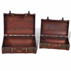 vidaXL 2x Wooden Treasure Chest Vintage Brown Storage Box Ottomans Trunk Bench
