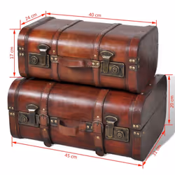 vidaXL 2x Wooden Treasure Chest Vintage Brown Storage Box Ottomans Trunk Bench - Additional view 5