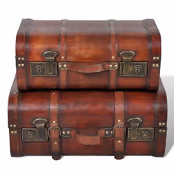 vidaXL 2x Wooden Treasure Chest Vintage Brown Storage Box Ottomans Trunk Bench - Additional view 6