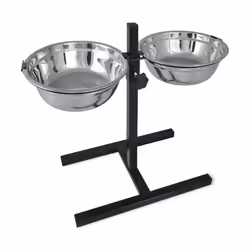 VidaXL Adjustable Diner Pet Dog Feeding Stand, Dog, Stainless steel, Stainless steel, Pet combination feeder & waterer, Monoc ...