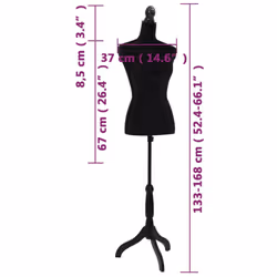 vidaXL Ladies Bust Display Black Shop Female Women Mannequin Dress Form Model