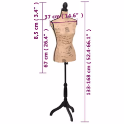 vidaXL Ladies Bust Display Bust Brown Black Jute Female Mannequin Display